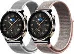 Niboow [2 vnt. 20 mm dirželių rinkinys, skirtas Huawei Watch Gt 3 Pro 43 Mm/watch Gt 3 42 Mm/watch Gt 2 42 Mm/watch 2 Pro, nailoninis pintas solo kilpos sportinis dirželis, skirtas Honor Magic Watch 2 42 mm - rožinis + baltas