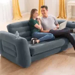 Intex 66552 sofa-lova &scaron;viesiai pilka, dydis 203 x 231 x 66 cm ir volt greito pripūtimo ac elektrinis siurblys 68605 juodas