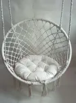 Sūpynių pagalvė hamakas pakabinamas krėslas Gandro lizdas baltas velvetas 65cm