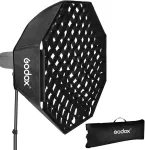 Godox Softbox 95 cm 37.4 colių a&scaron;tuonkampė softbox su korio tinkleliu, bowens laikiklis blykstėms, speedlite fotografijai, led video studijos portretams (sb-fw95cm)