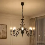 Pakabinamas &scaron;viestuvas Reguliuojamas sietynas E14 Metalas Juoda &Oslash; 78 x 101 cm