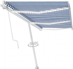 Pastatoma automatinė markizė, mėlynos/baltos spalvos, 600x350cm