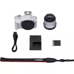&bdquo;Canon&ldquo; | EOS R50 WH + RF-S 18-45mm F4.5-6.3 IS STM (SIP) | 24,2 megapikselių | Vaizdo stabilizatorius | ISO jautrumas (maks.) 32000 | Ekrano įstrižainė 2,95 colio | &bdquo;Wi-Fi&ldquo; | Vaizdo įra&scaron;ymas | Automatinis, rankinis | CMOS | Baltas