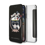 Apple iPhone X / XS Karl Lagerfeld dėklas Signature Glitter juodos spalvos