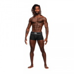 Male Power Modal Rib Pouch Short S Juodas - Soft Ribbed Fabric, Branded Waistband