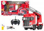 Lean Toys Nuotoliniu būdu valdomas gaisrinės automobilis su strėle ir vandens pur&scaron;kimu