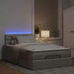 Osmanų lova su čiužiniu ir LED, taupe sp., 120x190cm, audinys