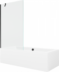Vonia Mexen Cube su apdaila ir stiklo sienele, 170x80 cm + 100 cm, Baltas+Juodas/Transparent