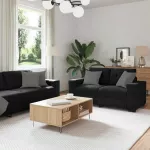 Sofa Sofos komplektas 3 vnt. Juoda Aksomas