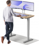 Elektrinis reguliuojamo auk&scaron;čio stalas Desktronic HomePro Bambukas/Pilkas, 120x60cm, Dvigubas motoras, USB ir USB-C įkrovimo lizdai