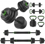 Svarmenų rinkinys TUNTURI Vinyl Barbell & Dumbbell set (20 / 28 kg) (Svoris: 20 kg)