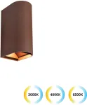 Sieninis &scaron;viestuvas 10W LED sieninis fasado &scaron;viestuvas AZORES, rudas, 3000/4000/6500K, IP65, 4343002