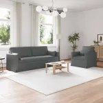 Sofa 2 pcs Tamsiai pilka Metalas