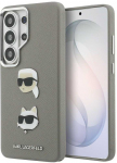 Karl Lagerfeld &bdquo;Saffiano&ldquo; dvigubų galvučių metalinis dėklas, skirtas &bdquo;Samsung Galaxy S26 Ultra&ldquo;, sidabrinis