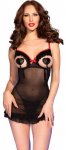 Chilirose Babydolls Chilirose CR 4832 Juodas Chemise L/XL with Sheer Tulle & Ruffle Details