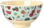 Rice - Melamine Bowl with Mėlyna ABC Print - Mėlyna - Small - 300 ml