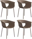Koduva 4 lauko kėdžių komplektas, kavos spalvos, metalas ir plastikas, 61 x 51 x 74 cm
