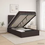 Otmana lova su matracsu ir LED Tamsiai rudas 120 x 200 cm