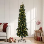 Dirbtinis lieknas Kalėdų medis 150 cm 150 LED &Scaron;ilta balta PVC