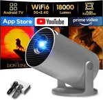 AKIYO ne&scaron;iojamasis mini projektorius 720p su Wi-Fi 6, Bluetooth 5.4 ir Android TV 11.0 O2