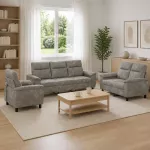 Sofa Sofos komplektas 3 vnt. Tamsiai pilka Dirbtinė suedė oda