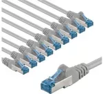 Goobay CAT 6A kabelis krosowy, S/FTP (PiMF), 3 m, pilka, komplektas 10 - Długość kabla 3 m