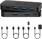 BENFEI USB perjungiklis 2 kompiuteriams su 3 USB 3.0 ir USB-C, 5 Gb/s, 000376black