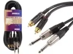 Velleman Profesionālais kabelis 2xRCA-2x6.35mm mono spraudnis 5m