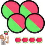 Dongszq velcro kamuoliukų žaidimas, velcro kamuoliukų rinkinys su 4 gaudymo diskais ir 4 kamuoliukais, velcro kamuoliukų žaidimo gaudymo kamuoliukų rinkinys, paplūdimio žaislas, velcro kamuoliukas, atsparus vandeniui, velcro kamuoliukų žaidimas vaika ...