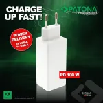 Patona Premium Gan 100 W Pd3.0 greitas įkroviklis, 2 x Usb-c prievadai, 1 x Usb-a, Qc3.0, baltas maitinimo adapteris, kompakti&scaron;kas ir galingas maitinimo &scaron;altinis, idealus profesionalams ir dažnai naudojantiems, patvarus ir saugus