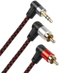Riieyoca 3.5mm į 2 Rca Kampinis Kabelis 1.8m