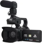 4k Ultra Hd vaizdo kamera, 18x skaitmeninis priartinimas, 3.0 colių Ips jutiklinis ekranas, Wifi 2.4g vlogų vaizdo įra&scaron;ymo įrenginys su mikrofonu, rankiniu stabilizatoriumi ir nuotolinio valdymo pulteliu