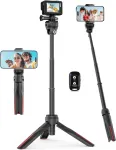 Aureday 46 cm mini trikojis veiksmo kamerai su 4 dalių prailginimo strypu ir 360&deg; rutuline galvute - mažas ne&scaron;iojamas kelioninis vlog stovas Dlsr, kompakti&scaron;kiems fotoaparatams