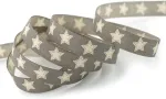 Finemark 20 m x 15 mm dekoratyvinė juostelė super star pilka medžiaginė juostelė žvaigždės dovanų juostelė dekoratyvinė juostelė vintažinė dovanų pakuotė vakarėlis kalėdos adventas