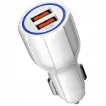 Automobilinis įkroviklis 2xusb 3.1a Quick Qc3.0 baltas