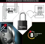 Master Lock pakabinamas užraktas, Excell&reg; dengtas laminuoto plieno pakabinamas užraktas, auk&scaron;tos apsaugos užraktas, rakinamas užraktas, geriausiai tinka sandėliukams, pa&scaron;iūrėms, garažams, tvoroms ir kt.