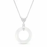 Diamond Sky Jewelry Kaklo papuo&scaron;alas moterims DiamondSky &bdquo;Cosmic Ring (Baltas Opal)&ldquo; su Swarovski kristalais
