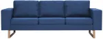 Fotelis Trivietė sofa, mėlyna, audinys
