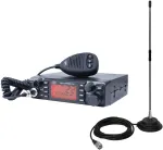 CB radijo stoties komplektas PNI ESCORT HP 9001 PRO ASQ, reguliuojama, AM-FM, 12V / 24V, 4W + CB antena PNI Extra 40 su magnetu, 30W, 26-30MHz, SWR 1.0, stiklo pluo&scaron;tas