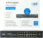 &Scaron;akotuvas PNI SW016 komutatorių rinkinys, 16 x 10/100/1000 Mbps, Gigabit, metalinis korpusas ir 1.5m CAT8 patch laidas PNI U8015W