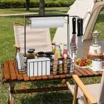 Zddloinp Bbq ir grilio krep&scaron;ys su popierinių rank&scaron;luosčių laikikliu, geležies plieno rankena ir 4 kabliukais - kemperio reikmenų prieskonių krep&scaron;ys - lėk&scaron;tėms, stalo įrankiams ir Bbq organizatorius kempingo lauko Bbq įrankių priedams