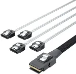 H!fiber.com vidinis Sas kabelis, 4 juostų minisas Sas (sff-8087) į 4xsata 7pin, 0.8 m