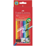 Spalvoti pie&scaron;tukai Faber-Castell 2011, su trintuku, 12 spalvų