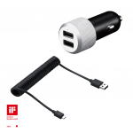 Just Mobile JM Highway Max Dual USB Car Charger with Micro-USB cable for fast charging and surge protection