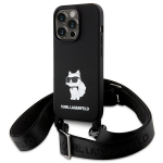 Apple iPhone 15 Pro Max Karl Lagerfeld dėklas Crossbody silikoninis Choupette (KLHCP15XSCBSCNK) juodos spalvos