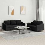 Sofa Sofos komplektas su pagalvėlėmis, 2 dalių, juodas, audinys