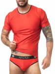 Anais Men Accesories ANAIS Men SOUL T-Shirt XL - Raudona Microfiber, Juodas Trim, Body-Fitting Cut