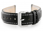 Pacific W64 leather watch strap - juodas/baltas 18mm