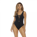 Forplay Mocoa One Piece Swimsuit with Lace-Up Detail L Juodas