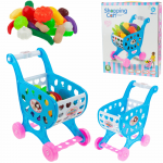 Žaislinis parduotuvės vežimėlis su maisto produktais